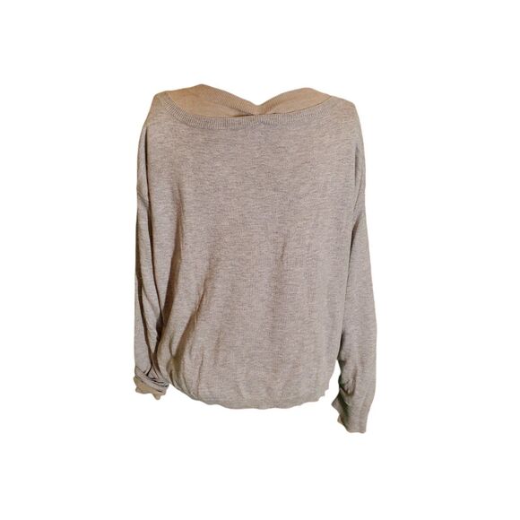 Laurie b. Cotton Pullover Sweater Layered Boatneck Sweater Gray Tan sz M - Picture 3 of 5